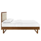Willow Full Wood Platform Bed With Angular Frame Walnut Beige by Modway