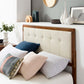 Willow Twin Wood Platform Bed With Angular Frame Walnut Beige by Modway
