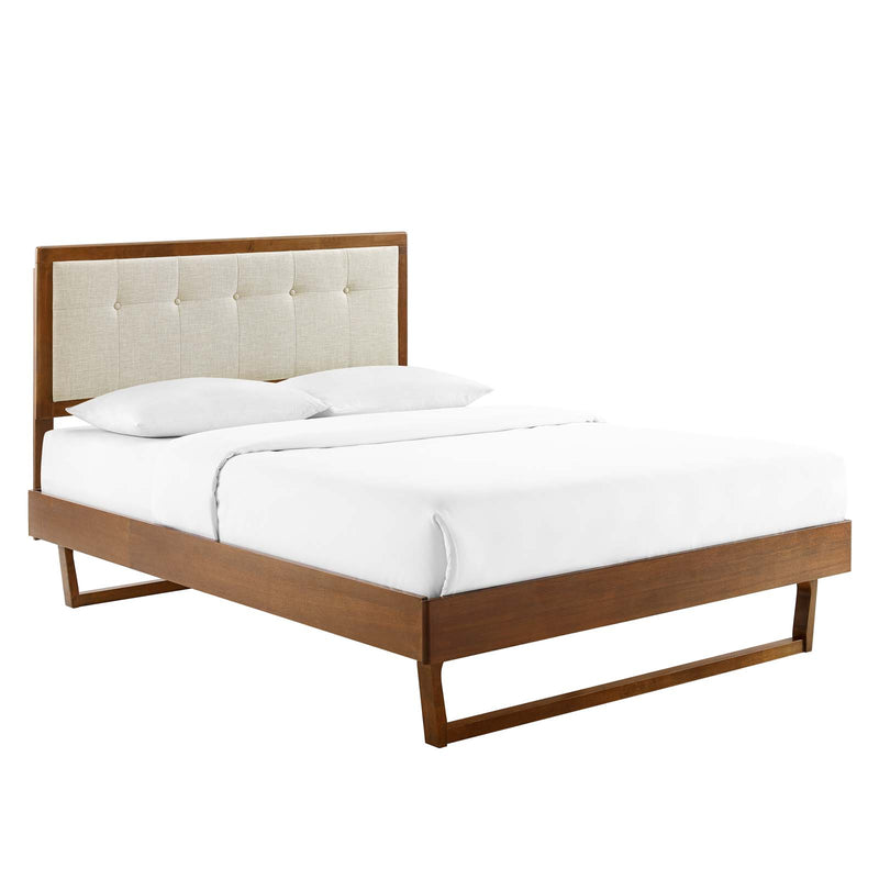 Willow Twin Wood Platform Bed With Angular Frame Walnut Beige by Modway