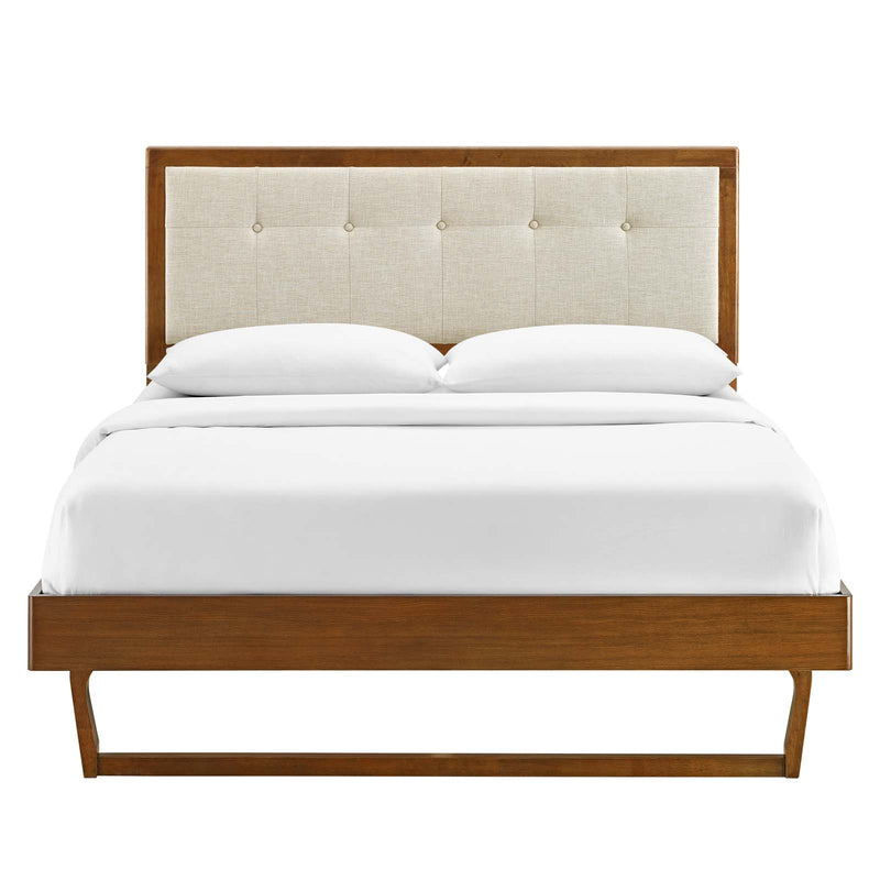 Willow Twin Wood Platform Bed With Angular Frame Walnut Beige by Modway