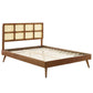 Sidney Cane and Wood King Platform Bed With Splayed Legs by Modway