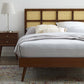 Sidney Cane and Wood King Platform Bed With Splayed Legs by Modway