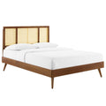 Kelsea Cane and Wood King Platform Bed With Splayed Legs by Modway