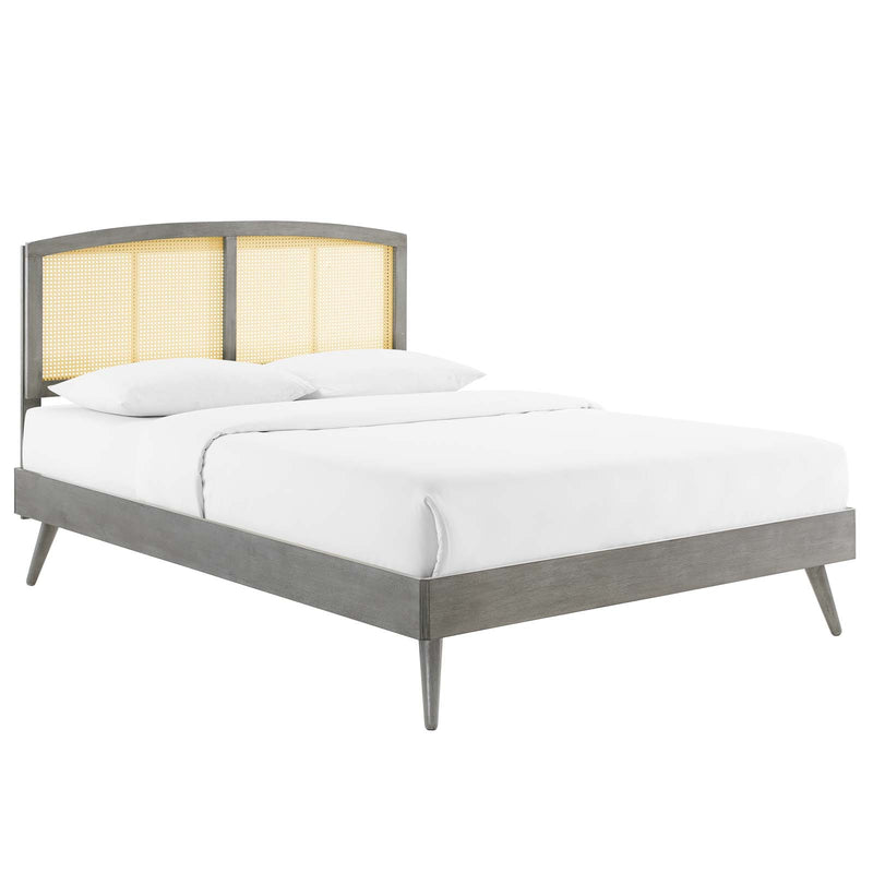 Sierra Cane and Wood Full Platform Bed With Splayed Legs by Modway