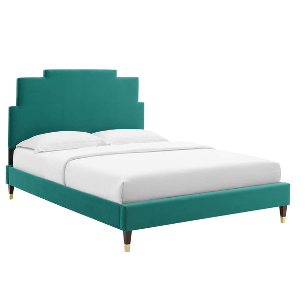 Lindsey Performance Velvet Queen Platform Bed by Modway