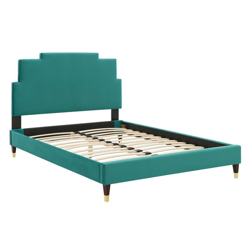 Lindsey Performance Velvet Queen Platform Bed by Modway