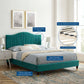 Juniper Channel Tufted Performance Velvet King Platform Bed in Teal by Modway