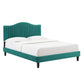 Juniper Channel Tufted Performance Velvet King Platform Bed in Teal by Modway