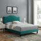 Juniper Channel Tufted Performance Velvet King Platform Bed in Teal by Modway