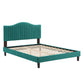 Juniper Channel Tufted Performance Velvet King Platform Bed in Teal by Modway