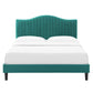 Juniper Channel Tufted Performance Velvet King Platform Bed in Teal by Modway