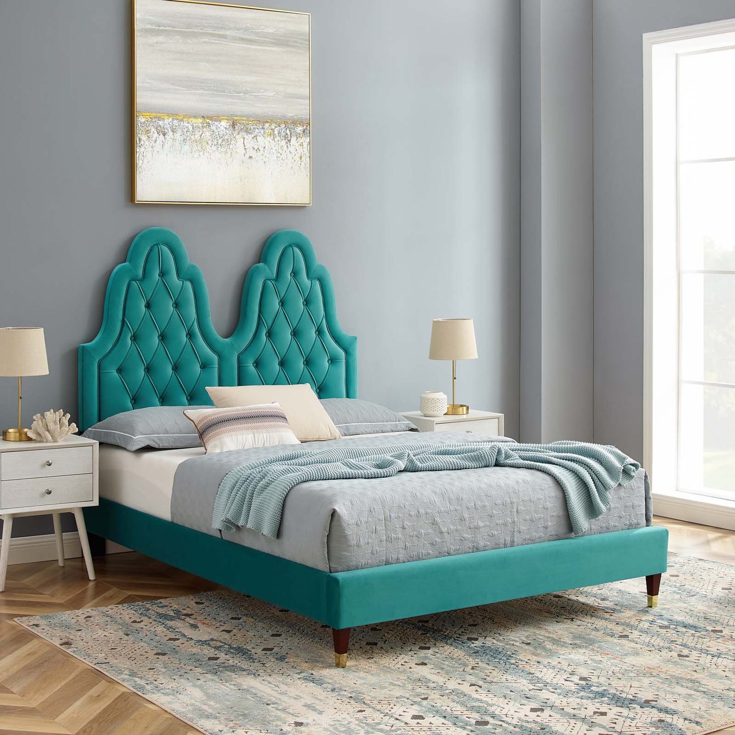 Alexandria Tufted Performance Velvet Queen Platform Bed by Modway