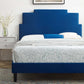 Lindsey Performance Velvet Twin Platform Bed in Navy by Modway