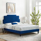 Lindsey Performance Velvet Twin Platform Bed in Navy by Modway
