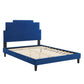 Lindsey Performance Velvet Twin Platform Bed in Navy by Modway