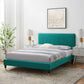 Phillipa Performance Velvet Twin Platform Bed in Teal by Modway