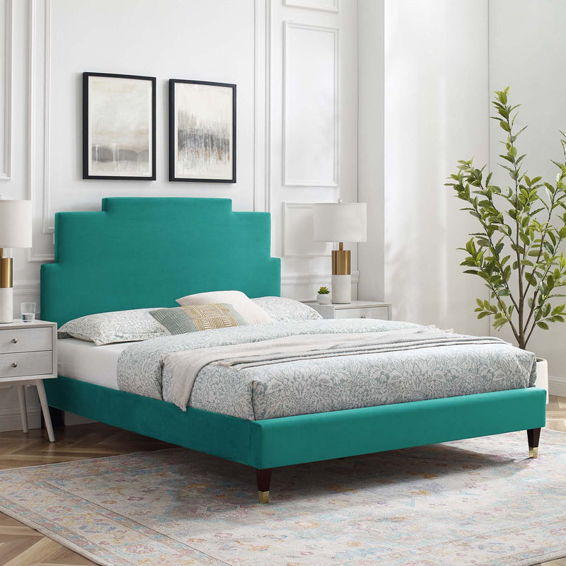 Lindsey Performance Velvet Full Platform Bed by Modway