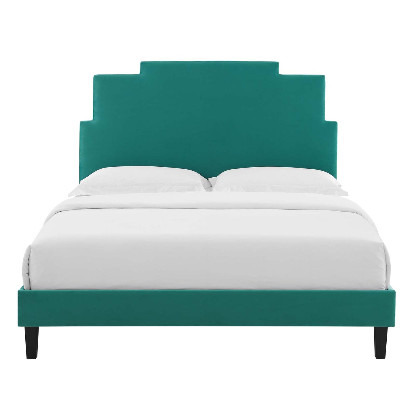 Lindsey Performance Velvet Full Platform Bed in Teal by Modway