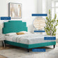 Lindsey Performance Velvet King Platform Bed in Teal by Modway