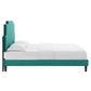 Lindsey Performance Velvet King Platform Bed in Teal by Modway