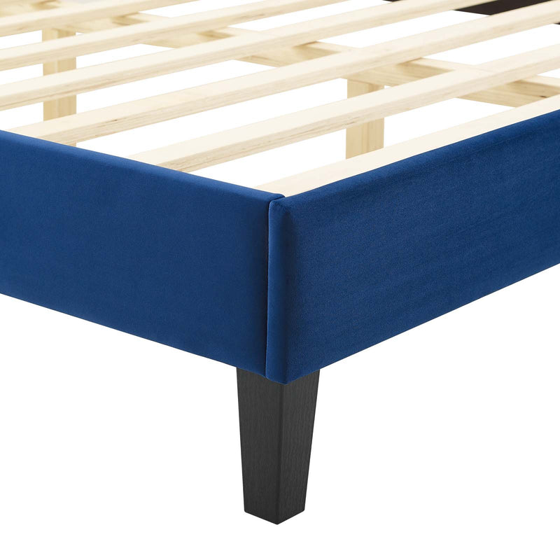 Alexandria Tufted Performance Velvet Twin Platform Bed in Navy by Modway