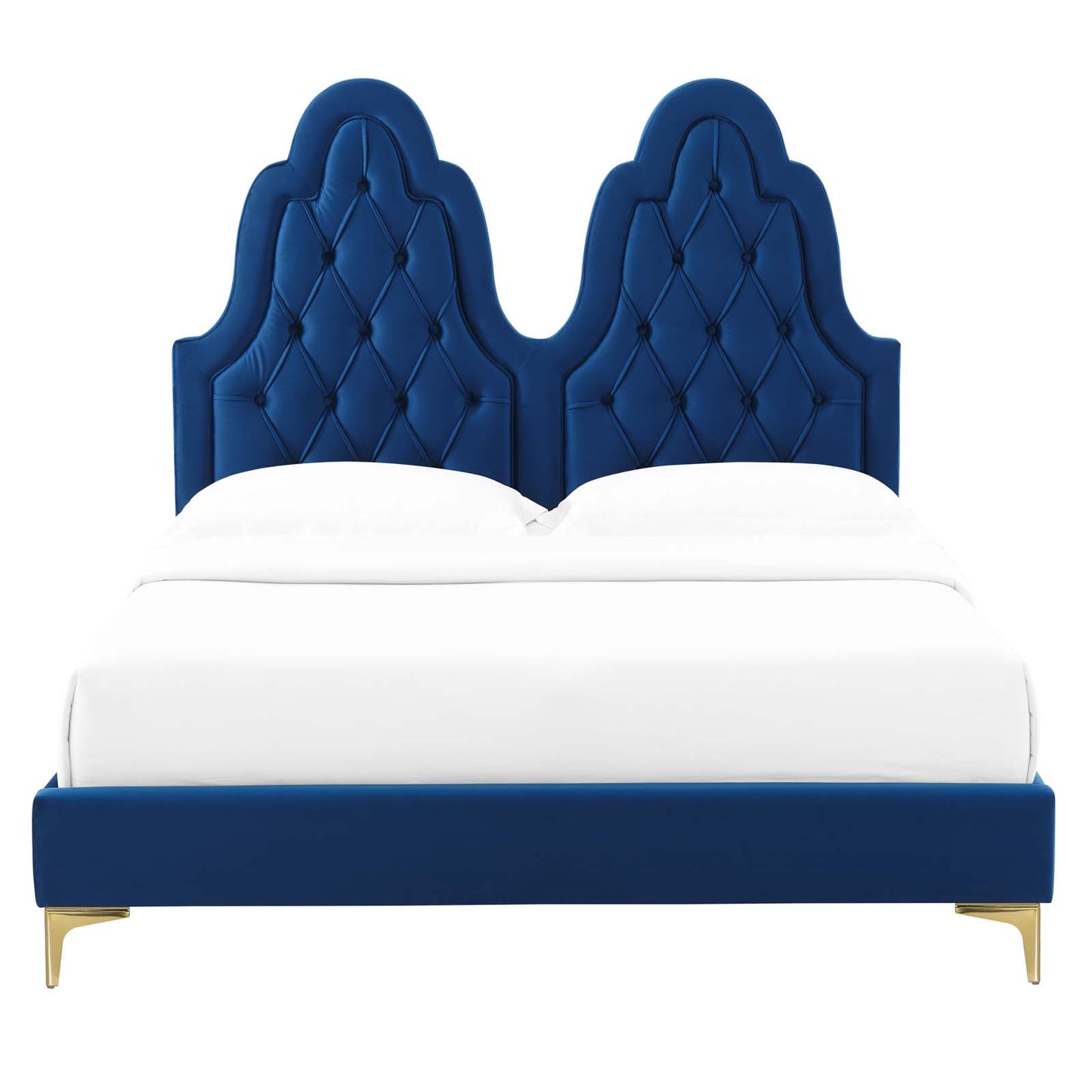 Alexandria Tufted Performance Velvet King Platform Bed in Navy by Modway