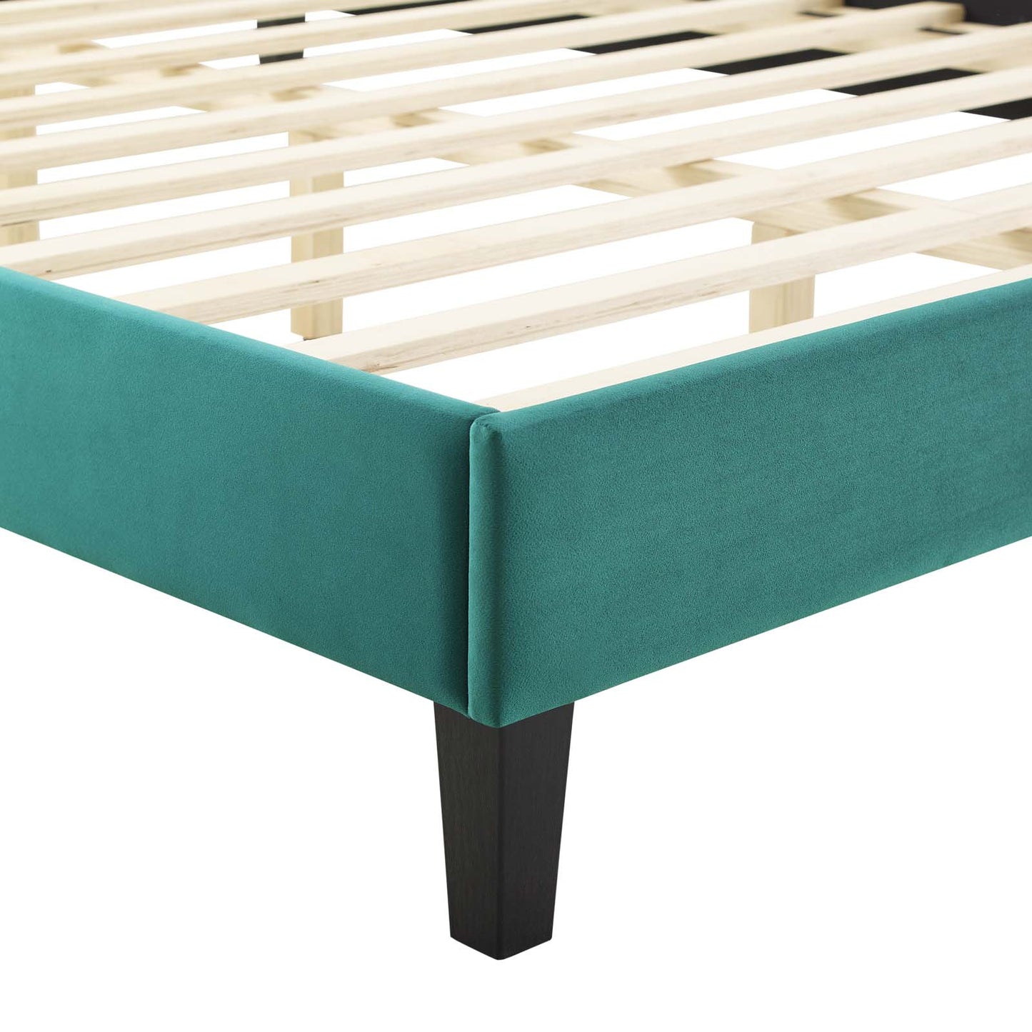 Alexandria Tufted Performance Velvet King Platform Bed in Teal by Modway