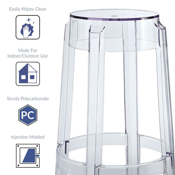 Casper Bar Stool Set of 2 Clear by Modway